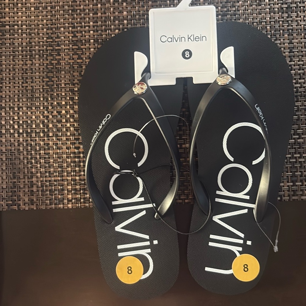 Calvin Klein Black Salya Flip Flops Women's